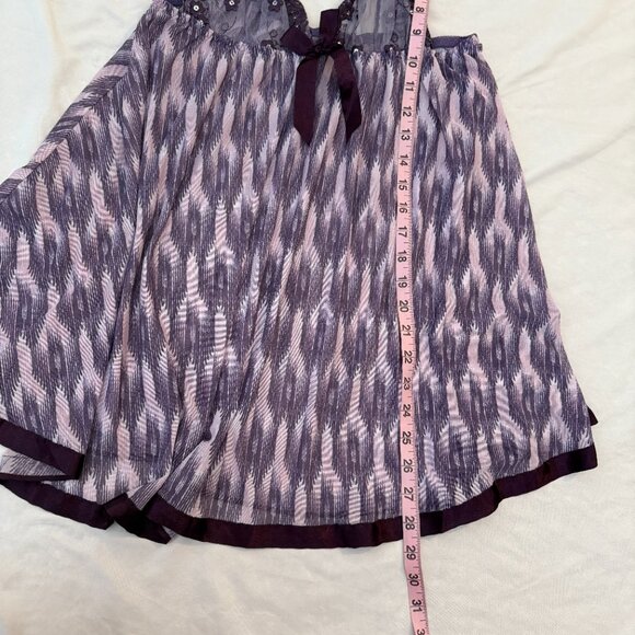 Womens Purple Ribon Trim Sequin Lace Slip L Fairy Babydoll Y2K - Picture 4 of 5